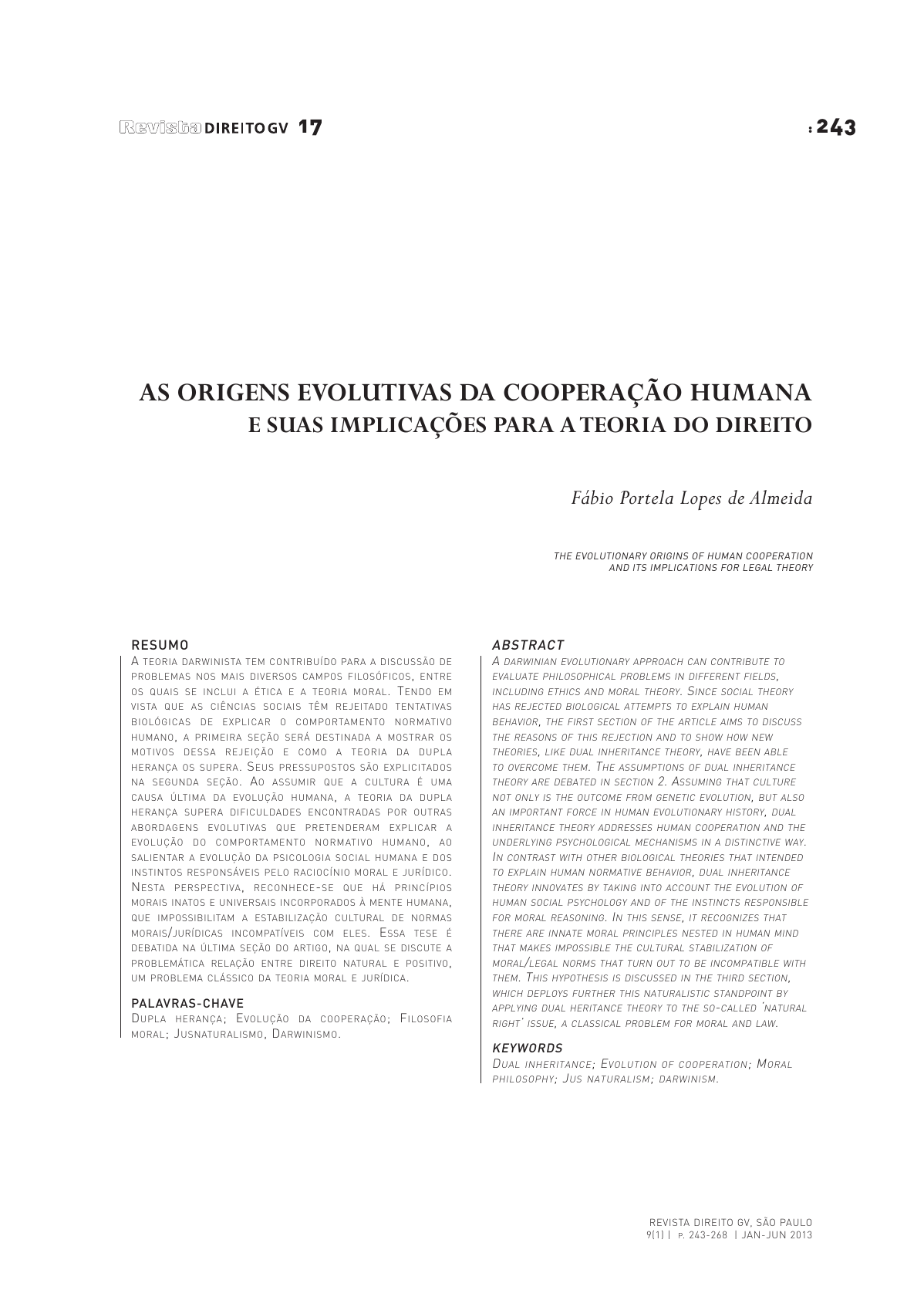 As origens da cooperação — publicação original